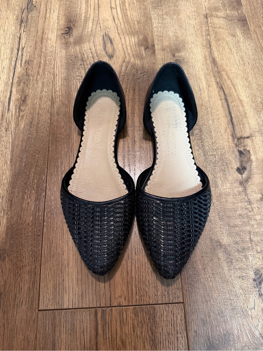 Restricted Black Woven Pointed D'Orsay Flats